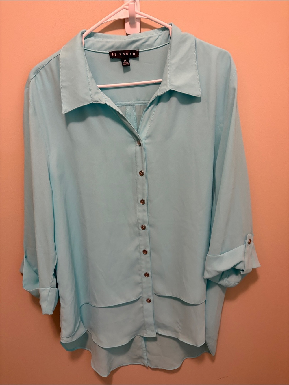 N Touch Women's Mint Button-Down Blouse